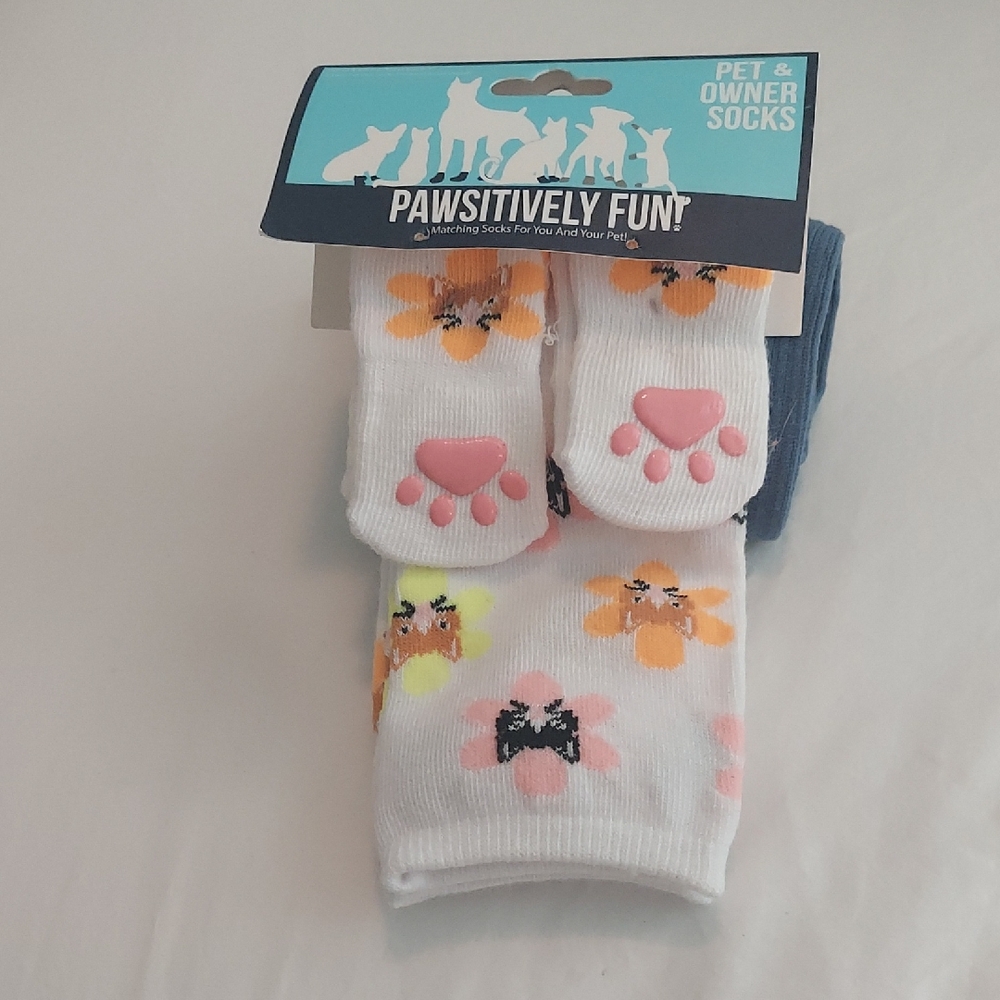 White and Pink Pet & Owner Socks